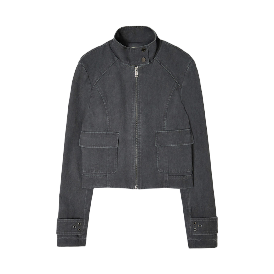 MK2577JP031MCH (W) Matin Kim Washed Slim Biker Jumper Charcoal