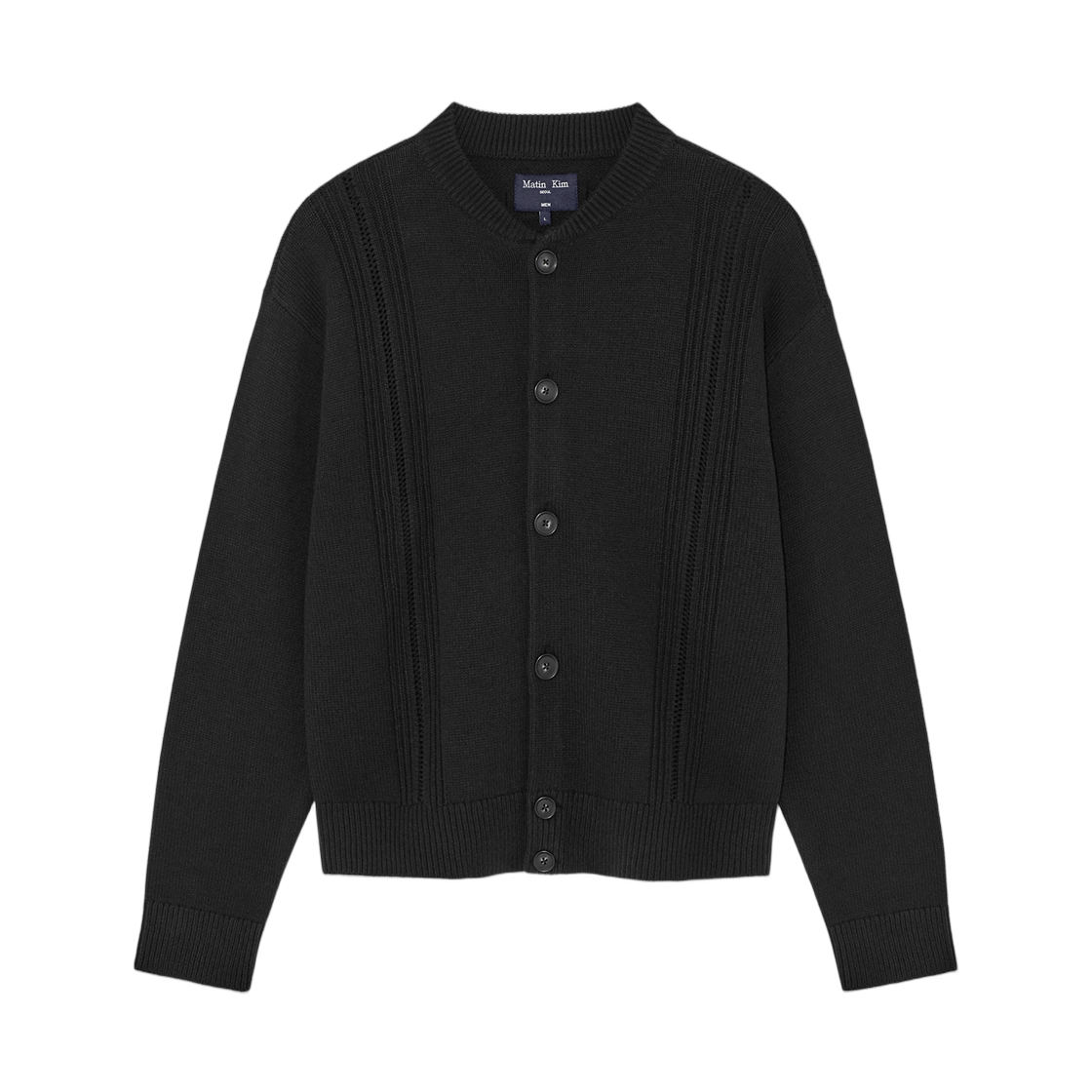 MK2511CD503HBB Matin Kim Punching Line Point Round Neck Cardigan Black