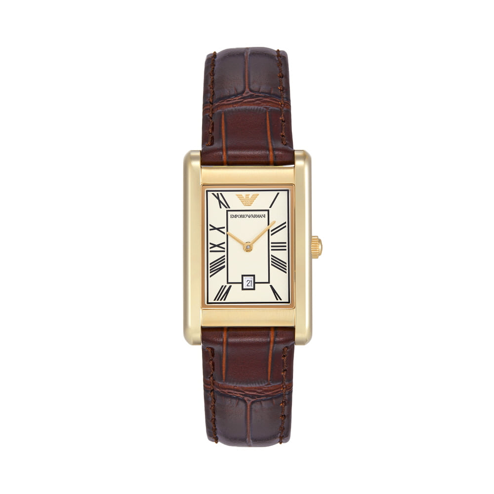 엠포리오 아르마니 지노 25mm 스퀘어 가죽 시계 화이트 브라운(Emporio Armani Gino 25mm Square Leather Watch White Brown) - 2