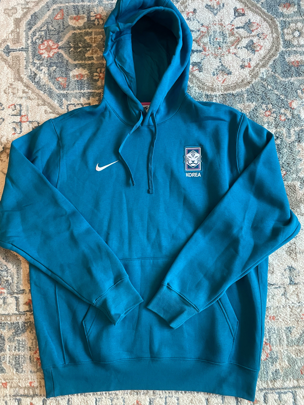 Nike Korea Fleece Pullover Hoodie Green Abyss 착용 스타일 - 1
