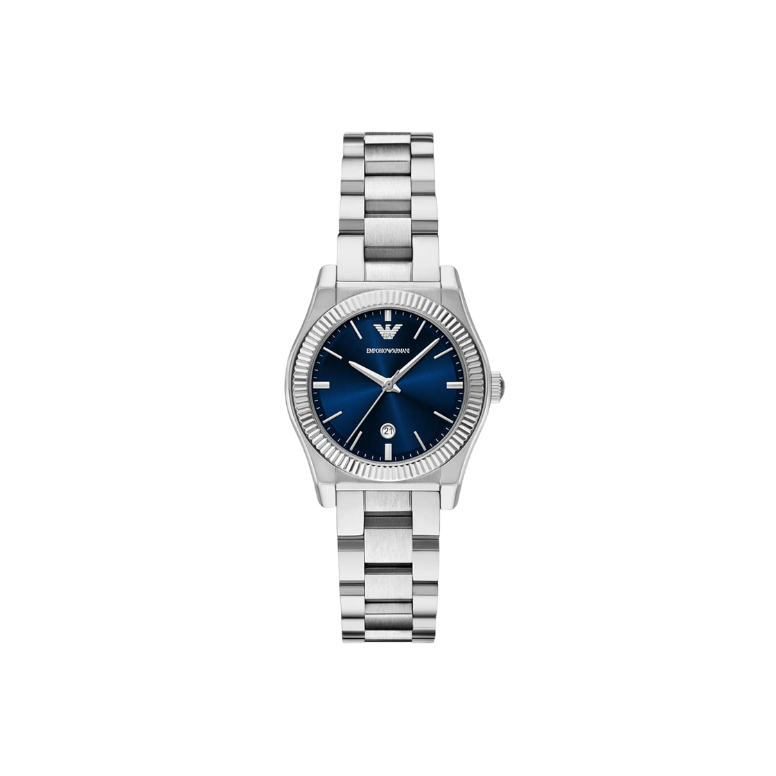 (W) 엠포리오 아르마니 다이노 43mm 라지 메탈 시계 블루 실버((W) Emporio Armani Dino 43mm Large Metal Watch Blue Silver) - 1