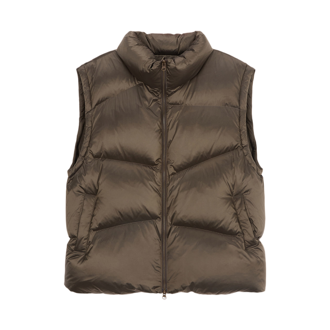 마뗑킴 언밸런스 퀼티드 다운 베스트 카키 브라운(Matin Kim Unbalance Quilted Down Vest Khaki Brown) - 1