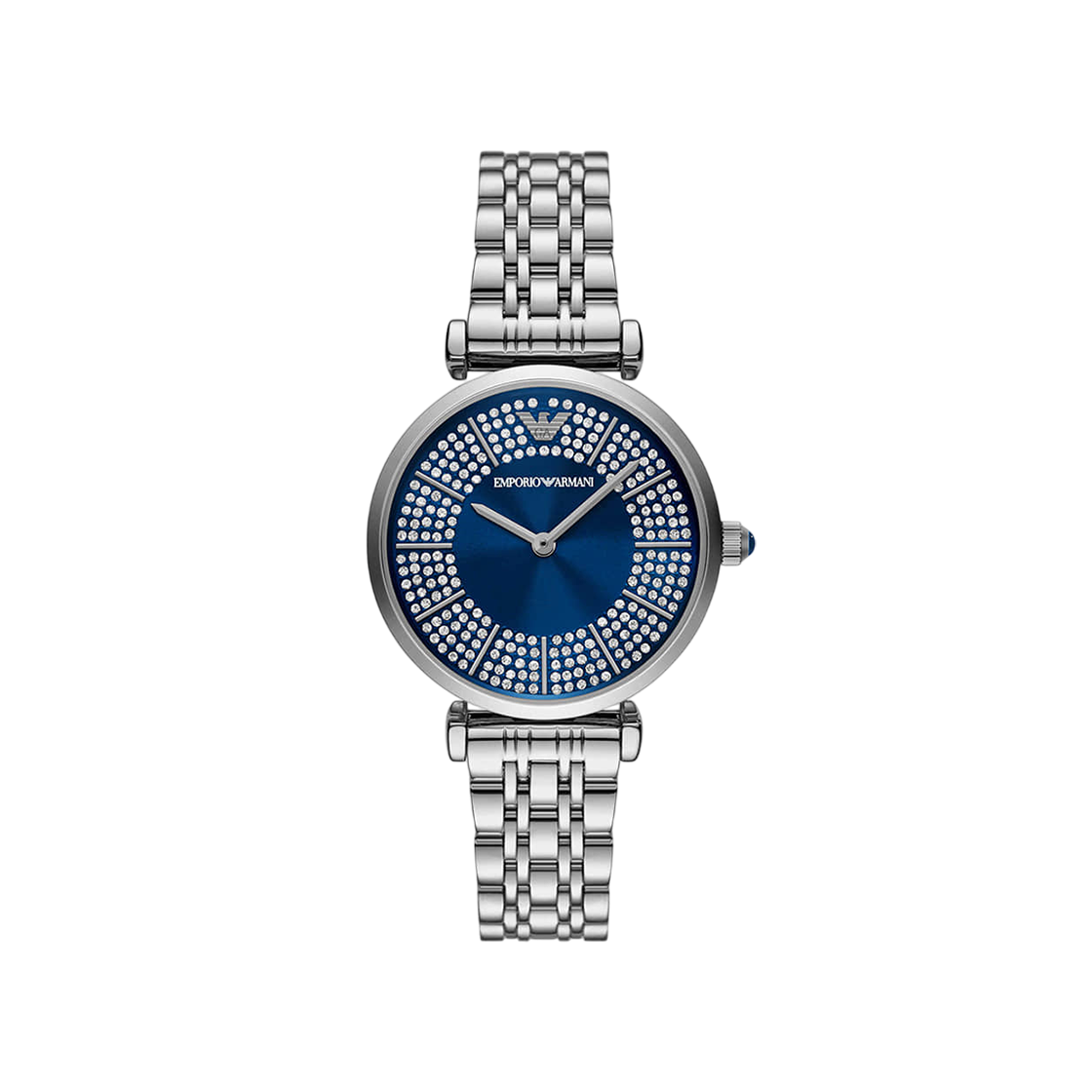 (W) 엠포리오 아르마니 지아니 32mm T-바 메탈 시계 블루 실버((W) Emporio Armani Gianni 32mm T-bar Metal Watch Blue Silver)
