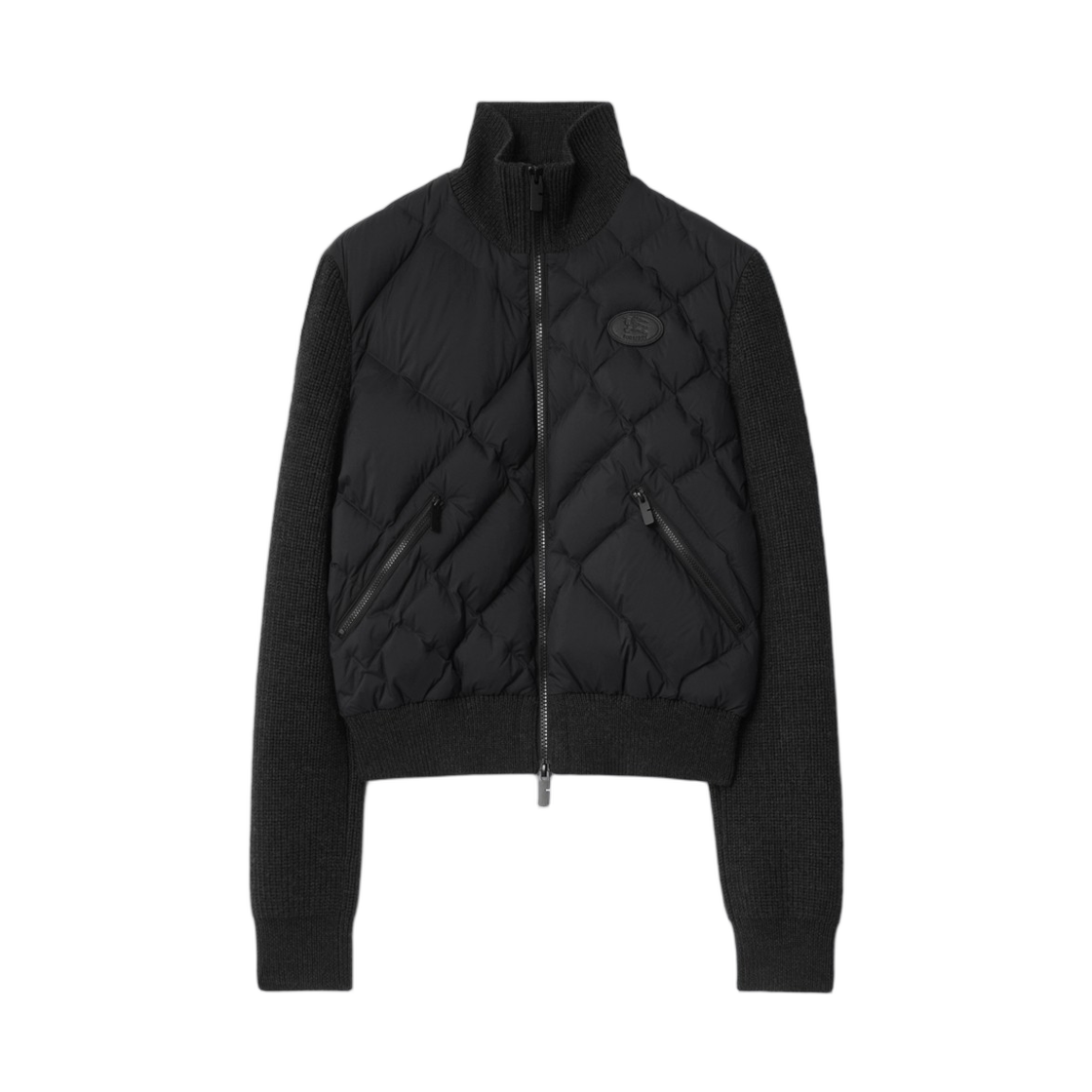 8118255 (W) Burberry Check Stitch Nylon And Wool Jacket Black