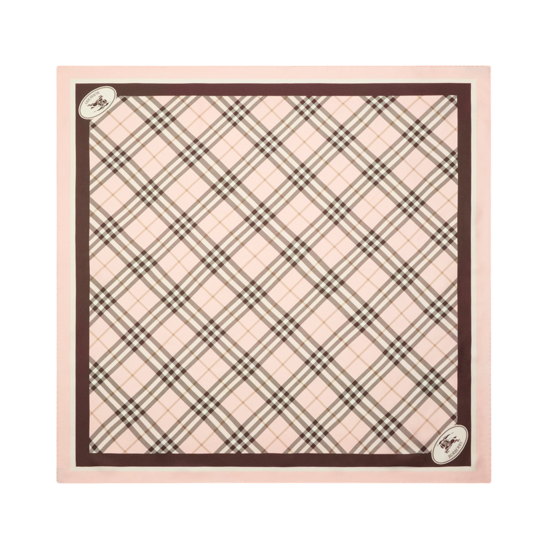 (W) 버버리 체크 나이트 스탬프 실크 스카프 보우 핑크((W) Burberry Check Knight Stamp Silk Scarf Bow Pink)