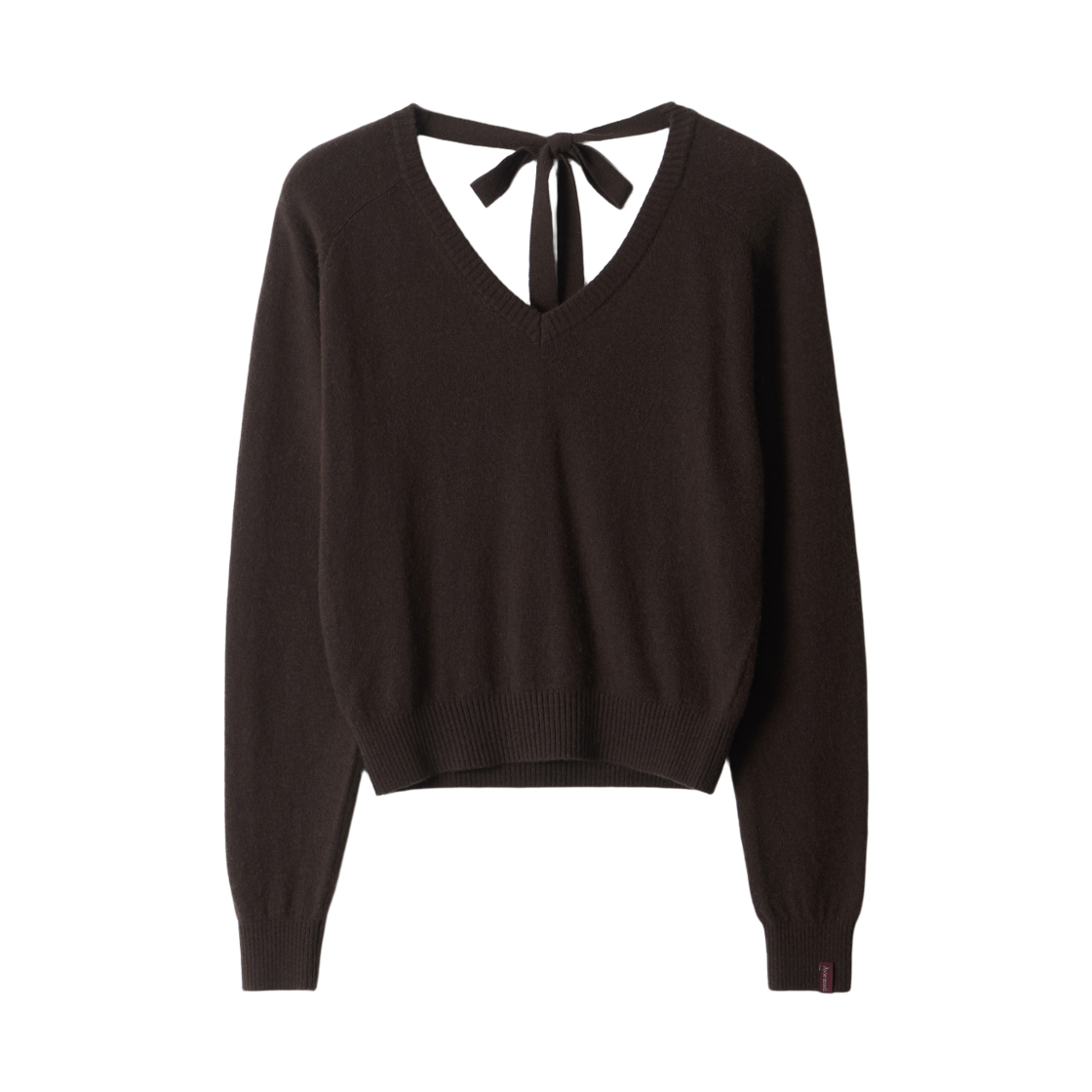 - (W) Aviemuah Back Detail V-Neck Knit Dark Brown