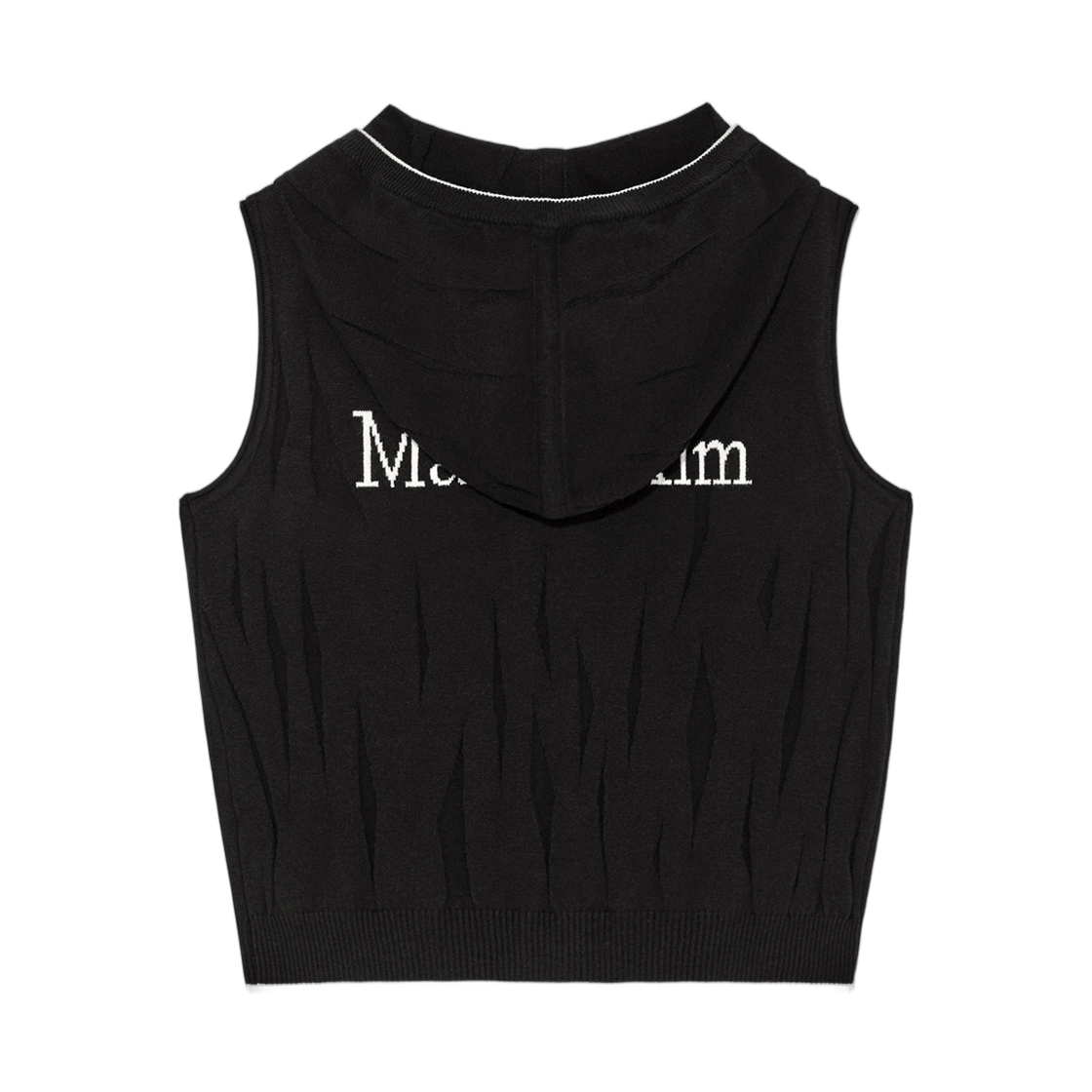 (W) 마뗑킴 링클 후디 버튼 니트 베스트 블랙((W) Matin Kim Wrinkle Hoody Button Knit Vest Black) - 2