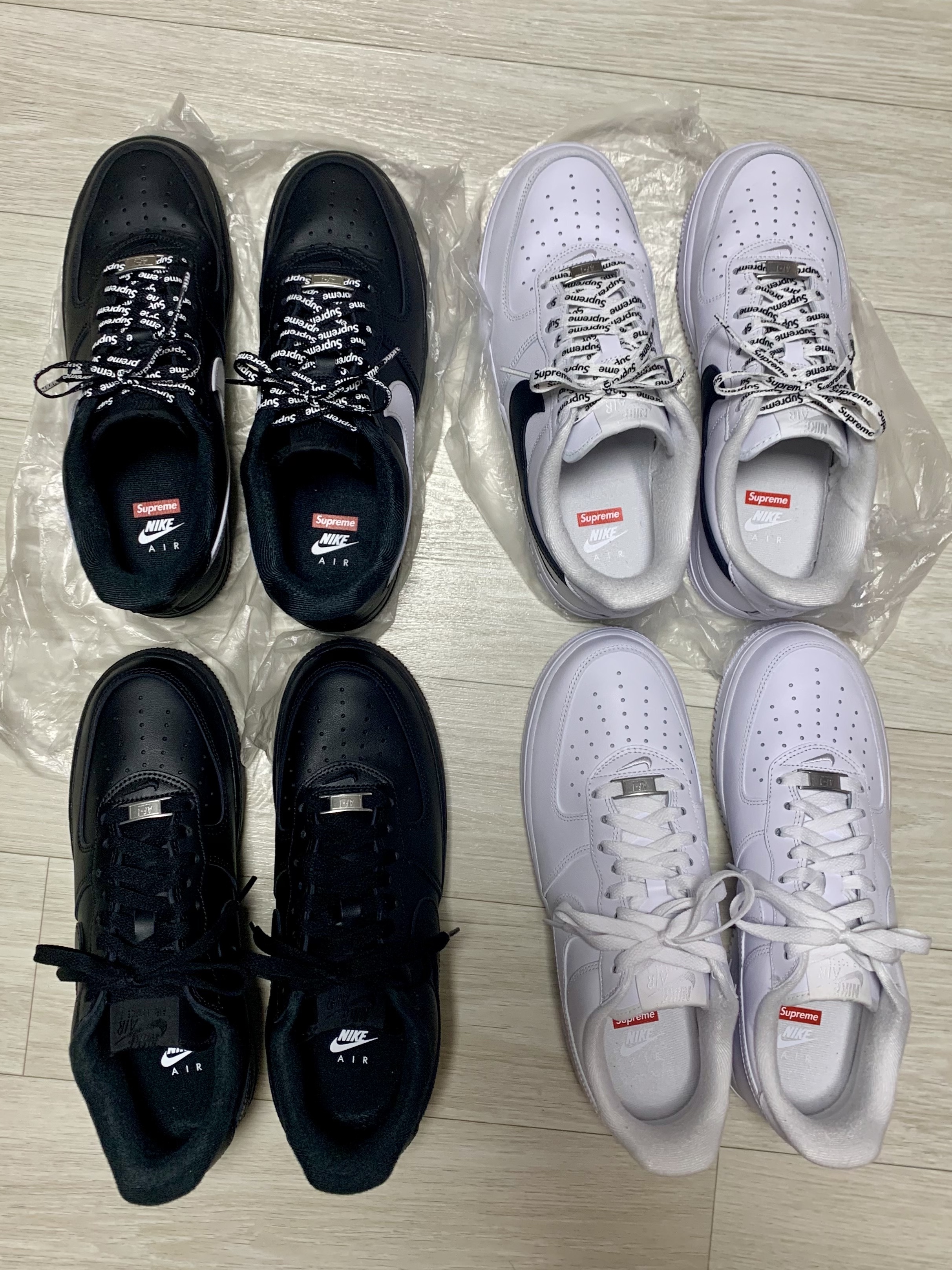 Nike x Supreme Air Force 1 Low Black, Nike x Supreme Air Force 1 Low White 착용 스타일 - 2