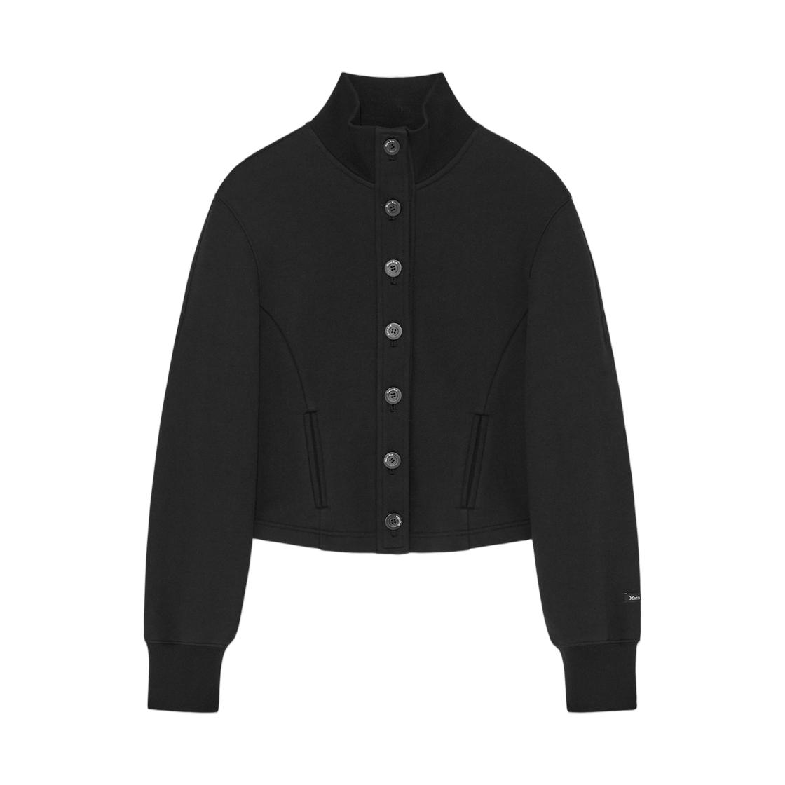 (W) 마뗑킴 하이 넥 벌룬 버튼 가디건 블랙((W) Matin Kim High Neck Balloon Button Cardigan Black) - 1