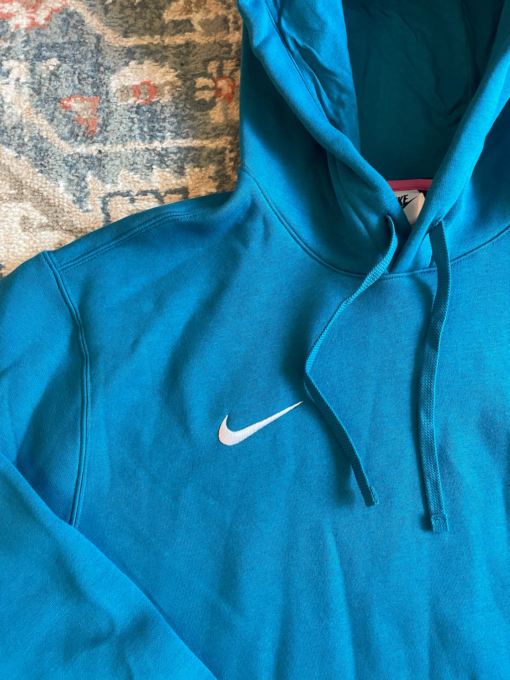 Nike Korea Fleece Pullover Hoodie Green Abyss 착용 스타일 - 2