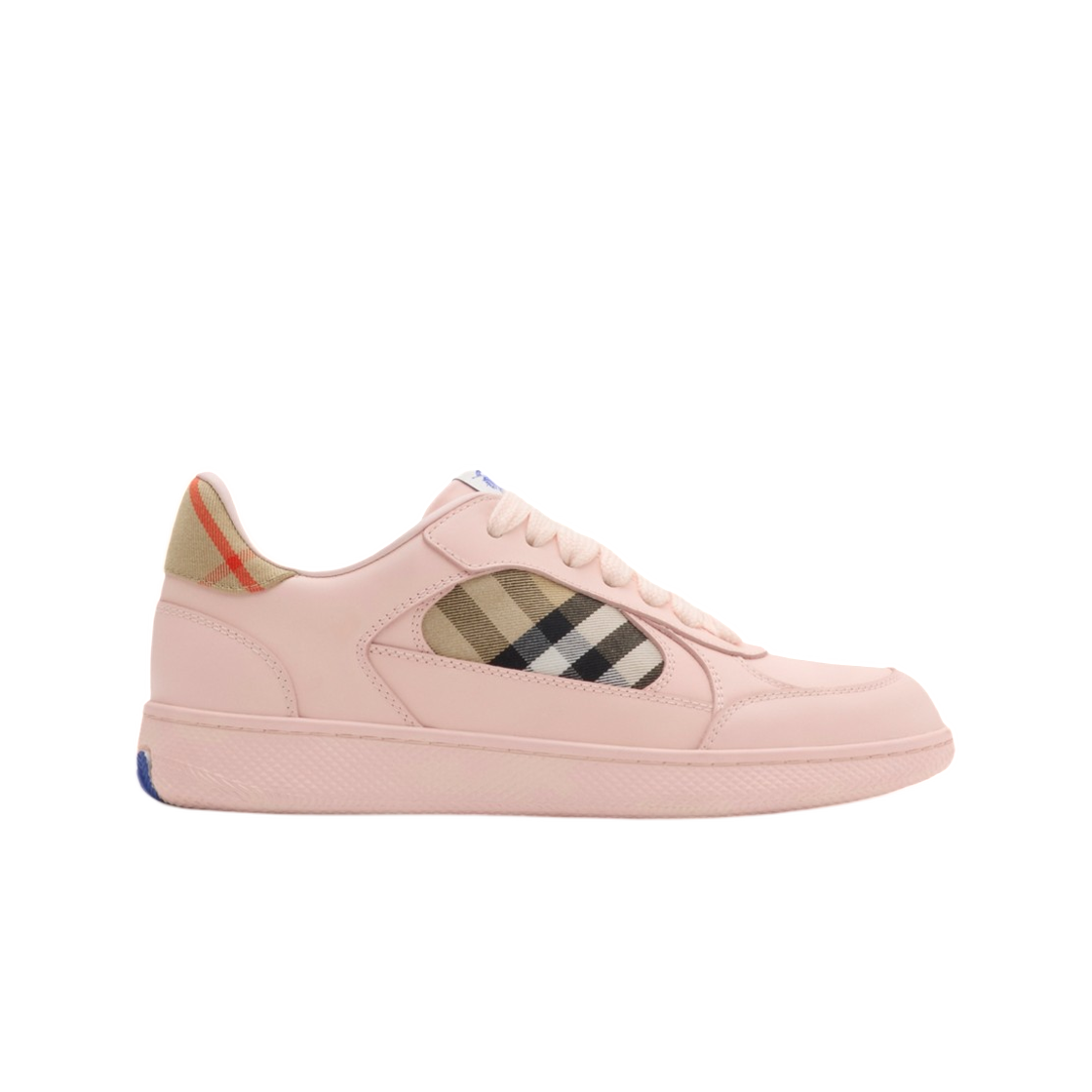 8111004 (W) Burberry Leather And Check Terrace Sneakers Flora Sand