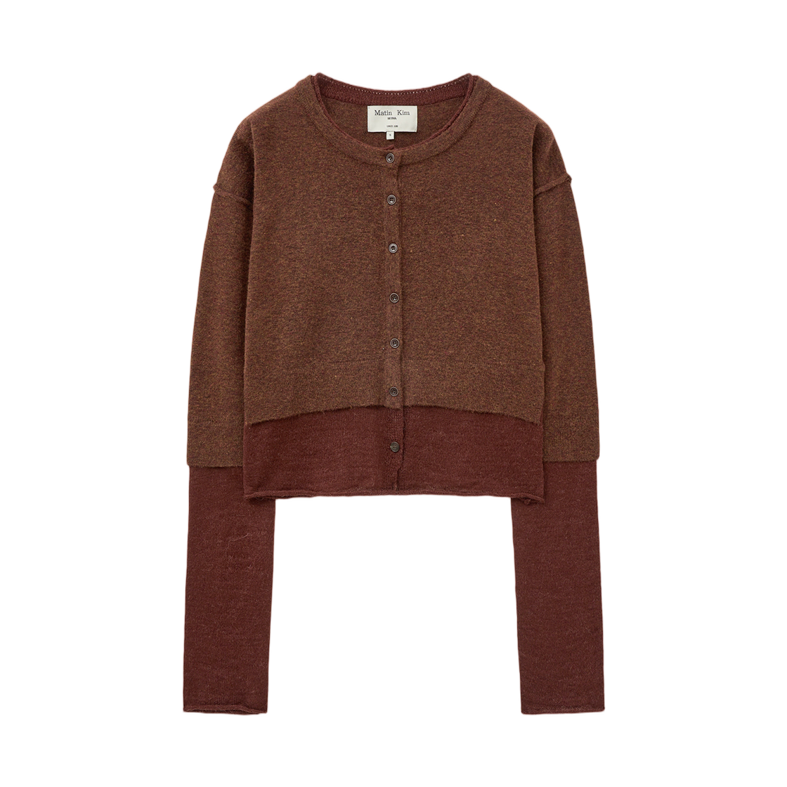 MK259OCD023MBR (W) Matin Kim Layered Texture Knit Cardigan Brown
