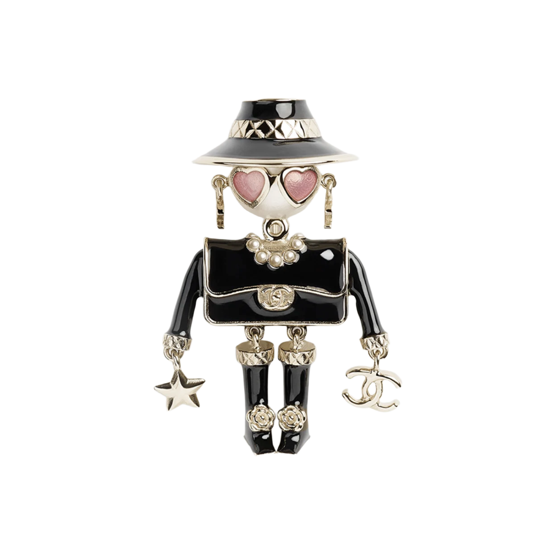 ABG223-B21625-U3081 Chanel Brooch Metal Resin Glass Pearls & Gold Black Pink Pearly White