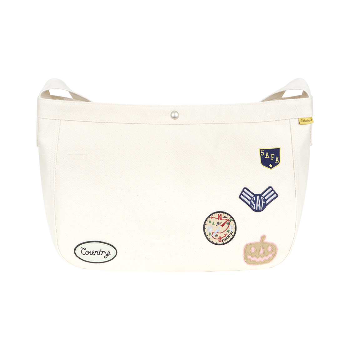 P0000BOZ Safarispot Country Patch Oxford Cross Bag Beige