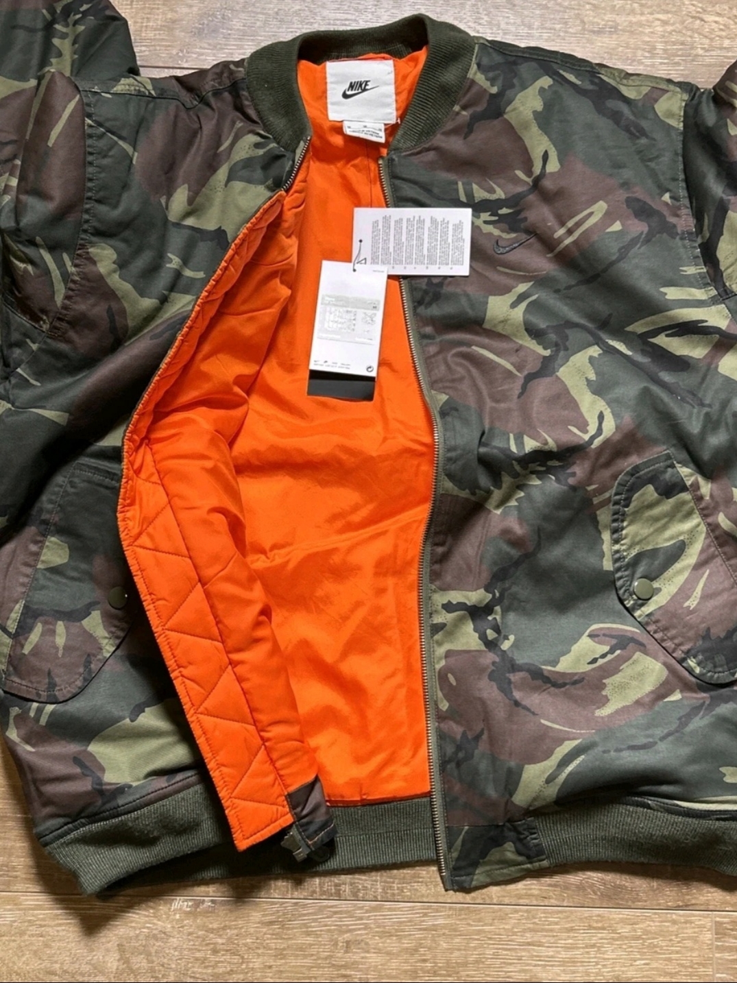 Nike Life Woven MA-1 Flight Jacket Medium Olive Black - Asia 착용 스타일