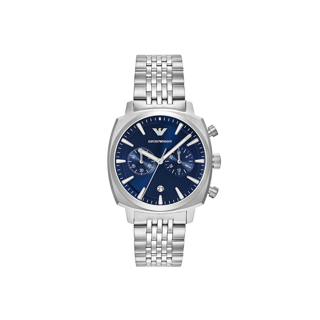 엠포리오 아르마니 카를로 40mm 크로노그래프 메탈 시계 블루 실버(Emporio Armani Carlo 40mm Chronograph Metal Watch Blue Silver) - 1