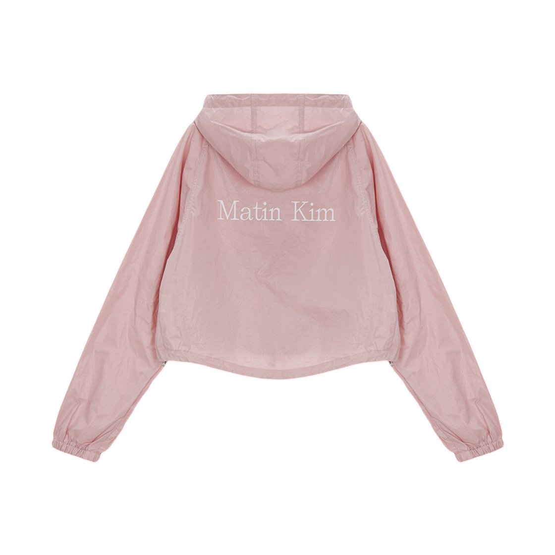 (W) 마뗑킴 마뗑 크롭 후디 코팅 점퍼 핑크((W) Matin Kim Matin Crop Hoody Coating Jumper Pink) - 1