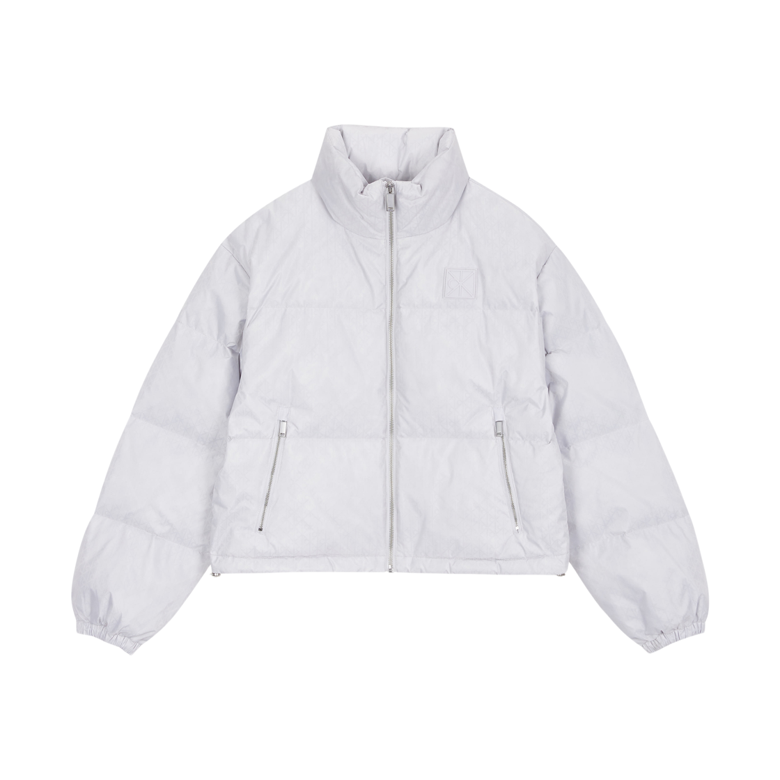 (W) 캘빈 클라인 AOP 로고 자카드 다운 자켓 실버((W) Calvin Klein AOP Logo Jacquard Down Jacket Silver)