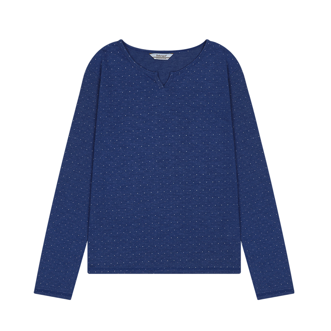 P0000BPK Safarispot 1/2 Country Dots V-Neck L/S Indigo