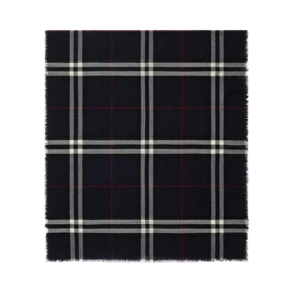 8110470 (W) Burberry Wide Check Wool Muffler Ink