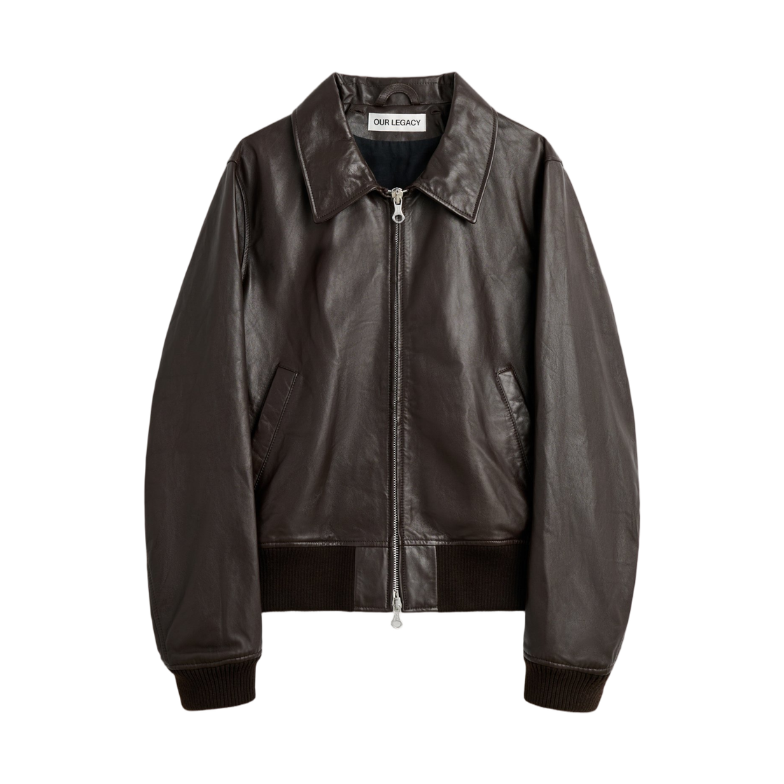 M4259PU Our Legacy Pharos Bomber Umber Brown Fluid Calfskin
