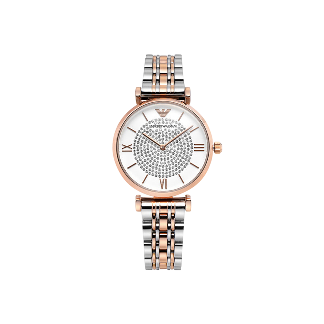 (W) 엠포리오 아르마니 지아니 32mm 메탈 시계 화이트 투톤((W) Emporio Armani Gianni 32mm Metal Watch White Two-Tone)