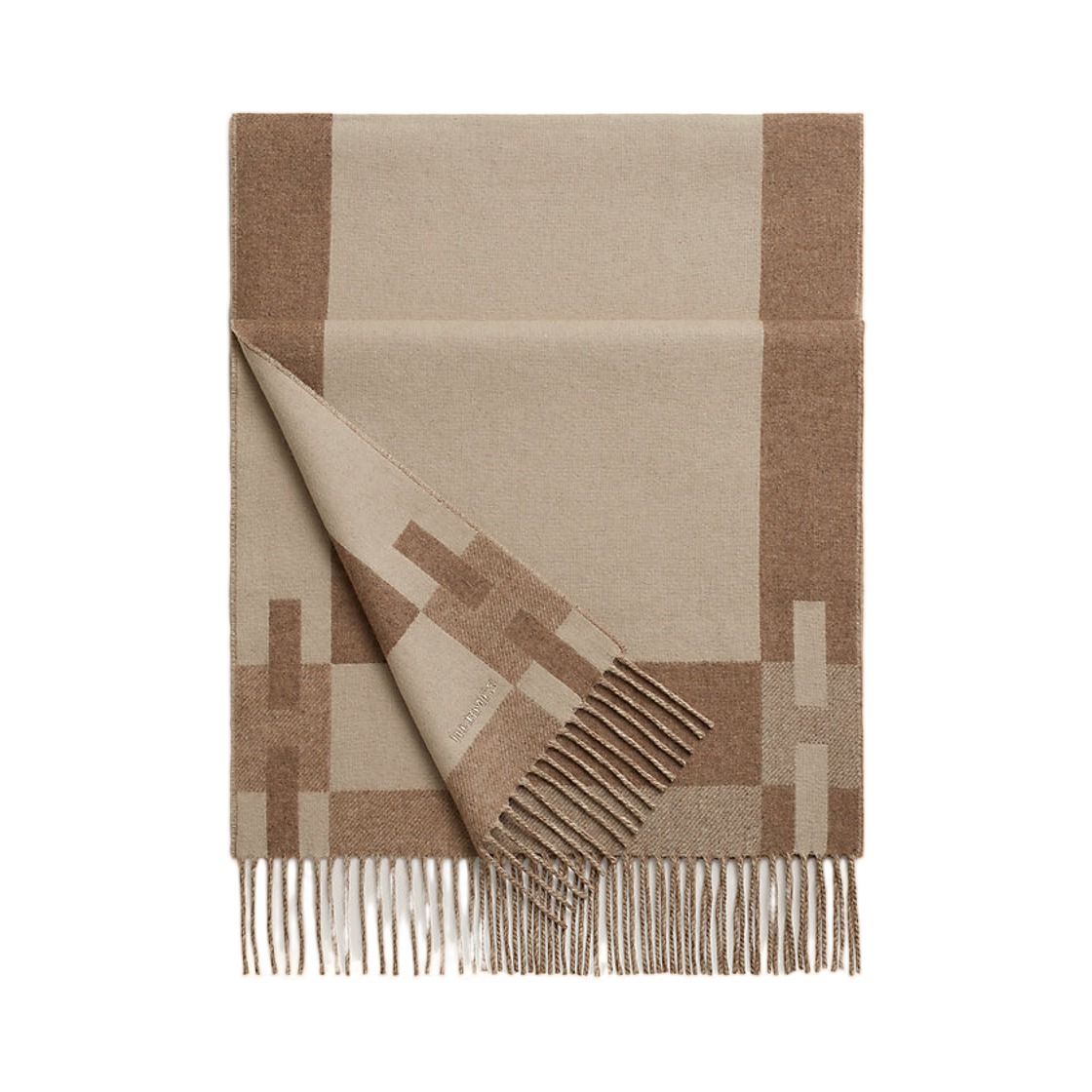 에르메스 H 빠썽 머플러 크레 마롱 글라세(Hermes H Passant Muffler Craie Marron Glace) - 1