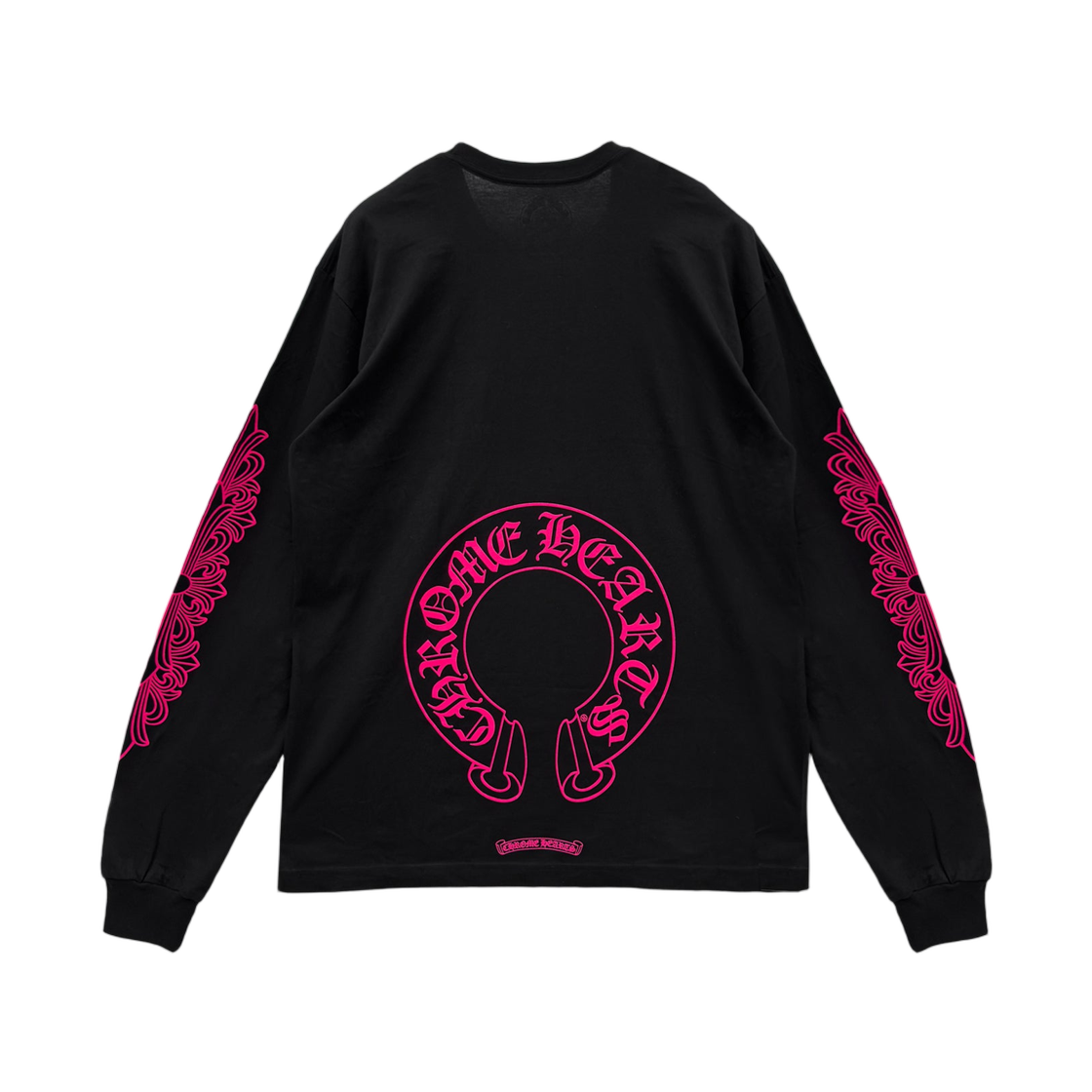 크롬하츠 홀스슈 로고 롱슬리브 티셔츠 블랙 핑크(Chrome Hearts Horseshoe Logo Long Sleeve T-Shirt Black Pink)