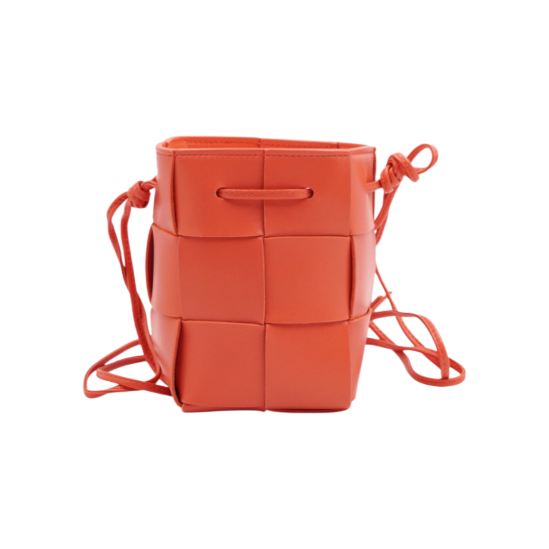 IT5ELQFIPQ4C Bottega Veneta Neon Red Mini Bucket Shoulder and Crossbody Bag