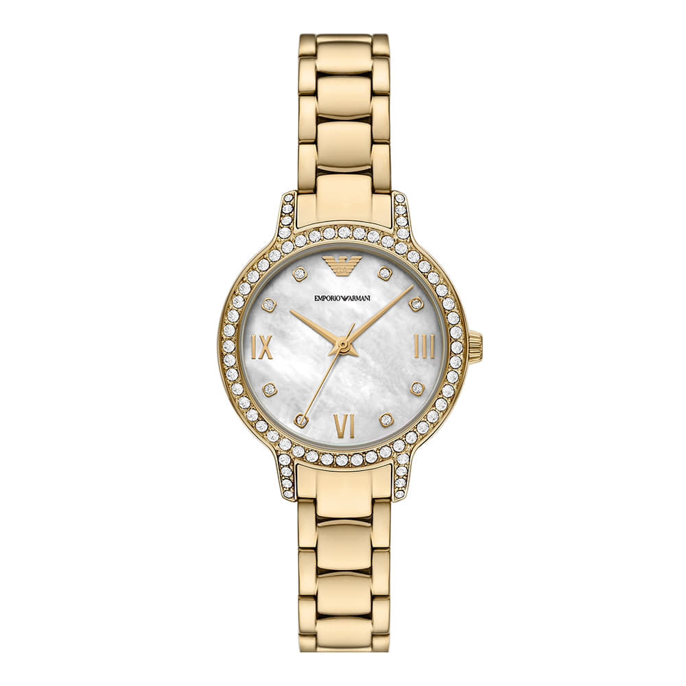 (W) 엠포리오 아르마니 클레오 32mm 메탈 시계 마더 오브 펄 골드((W) Emporio Armani Cleo 32mm Metal Watch Mother of Pearl Gold) - 2