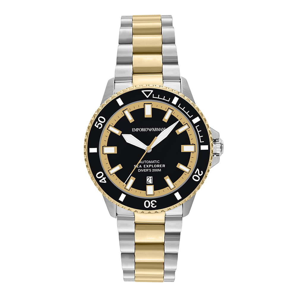 엠포리오 아르마니 씨 익스프로어 42mm 다이버 메탈 시계 블랙 투톤(Emporio Armani Sea Exporer 42mm Diver Metal Watch Black Two-Tone) - 2