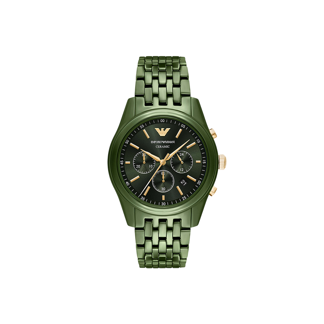 엠포리오 아르마니 안토니오 43mm 크로노그래프 세라믹 시계 그린 그린(Emporio Armani Antonio 43mm Chronograph Ceramic Watch Green) - 1