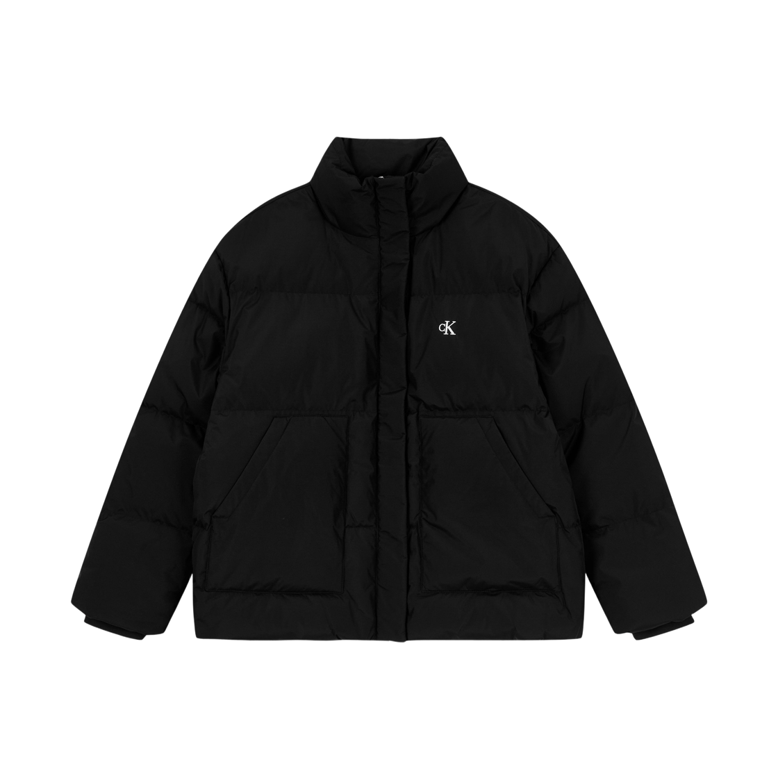 (W) 캘빈 클라인 숏 렝스 스탠드 카라 푸퍼 자켓 블랙((W) Calvin Klein Short Length Stand Collar Puffer Jacket Black)