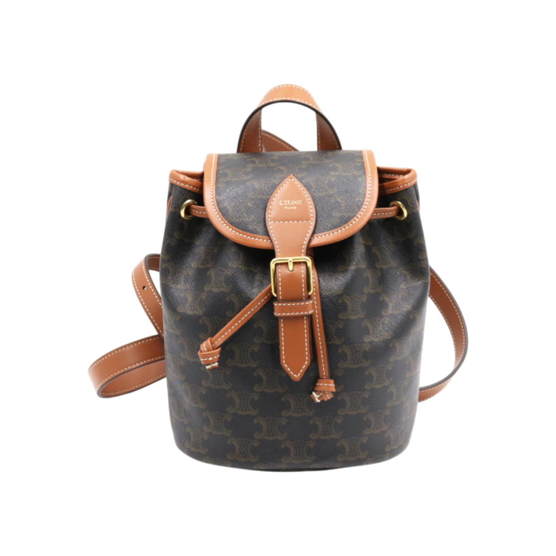 셀린느 197662CAS.04LU 트리옹프 캔버스 탠 미니 폴코백팩 여성 백팩 aa46597(Celine Triomphe Canvas Tan Mini Polka Backpack)