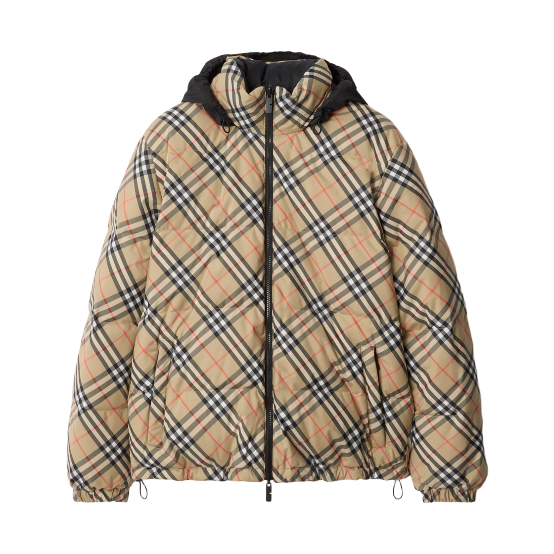 8110189 Burberry Reversible Check Snowdon Puffer Jacket Sand Beige