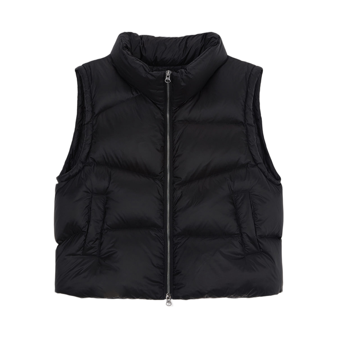 (W) 마뗑킴 언밸런스 퀼티드 다운 베스트 블랙((W) Matin Kim Unbalance Quilted Down Vest Black)