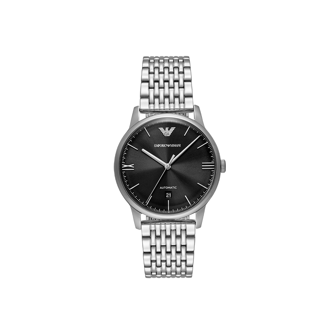 AR60081 Emporio Armani Minimalist 39mm Metal Watch Black Silver