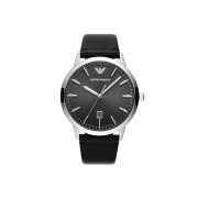 Emporio Armani Ruggero 43mm Leather Watch Black Black