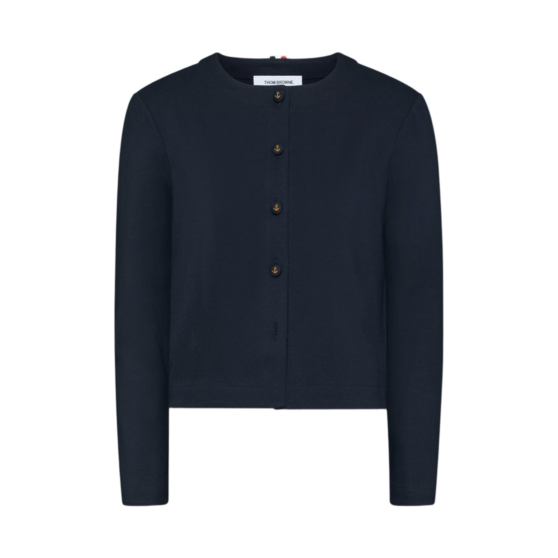 FJT388A-J0215-415 (W) Thom Browne Compact Milano Crewneck Cardigan Navy