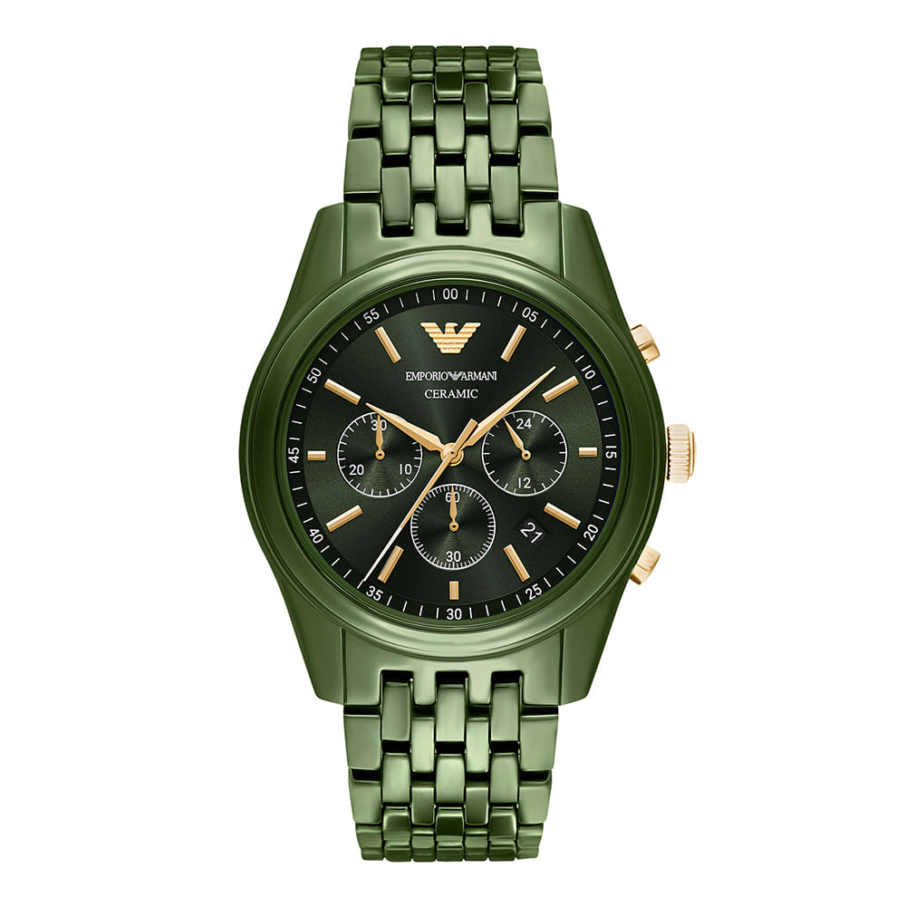 엠포리오 아르마니 안토니오 43mm 크로노그래프 세라믹 시계 그린 그린(Emporio Armani Antonio 43mm Chronograph Ceramic Watch Green) - 2