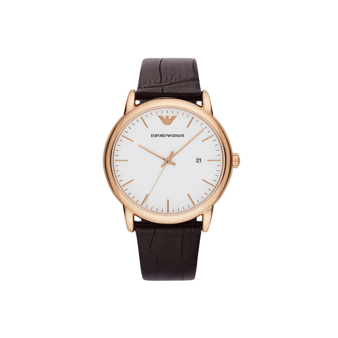 엠포리오 아르마니 루이지 43mm 가죽 시계 화이트 다크 브라운(Emporio Armani Luigi 43mm Leather Watch White Dark Brown)