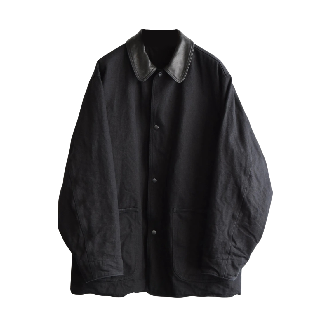 코모리 데님 레더 워크 자켓 블랙 - 25AW(Comoli Denim Leather Work Jacket Black - 25AW)