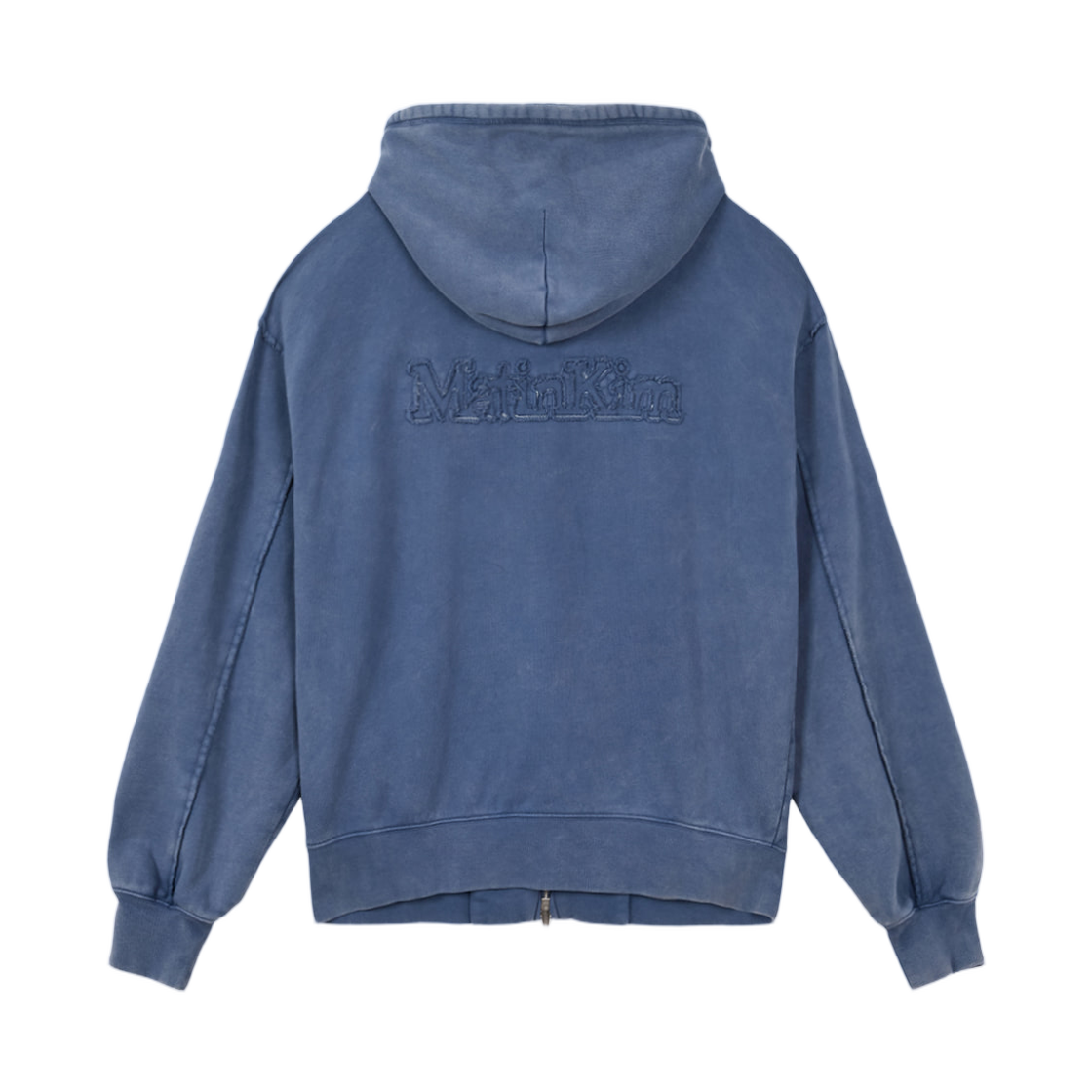 마뗑킴 백 로고 워시드 후디 집업 블루(Matin Kim Back Logo Washed Hoody Zip Up Blue) - 2