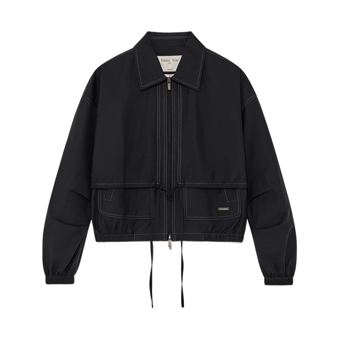 (W) 마뗑킴 레이어드 포인트 스트링 라이트 점퍼 블랙((W) Matin Kim Layered Point String Light Jumper Black) - 1