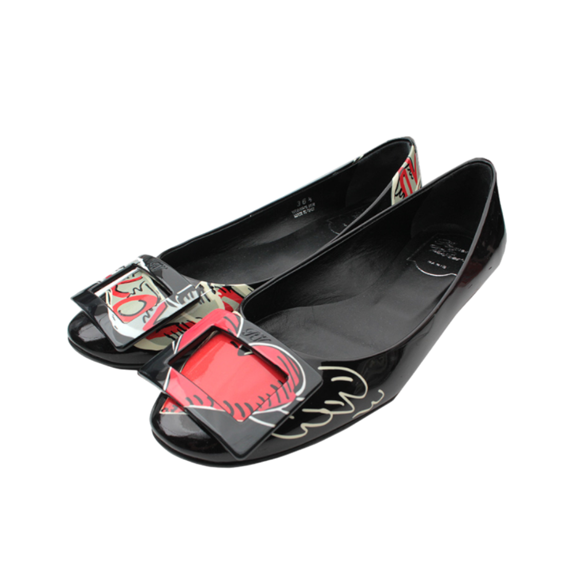 로저 비비에 블랙 페이턴트 레더 플랫 슈즈 36.5 사이즈(Roger Vivier Black Patent Leather Flats Size 36.5)