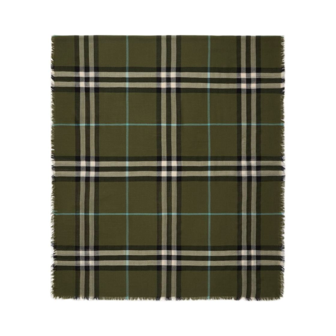 8112491 (W) Burberry Wide Check Wool Muffler Pea