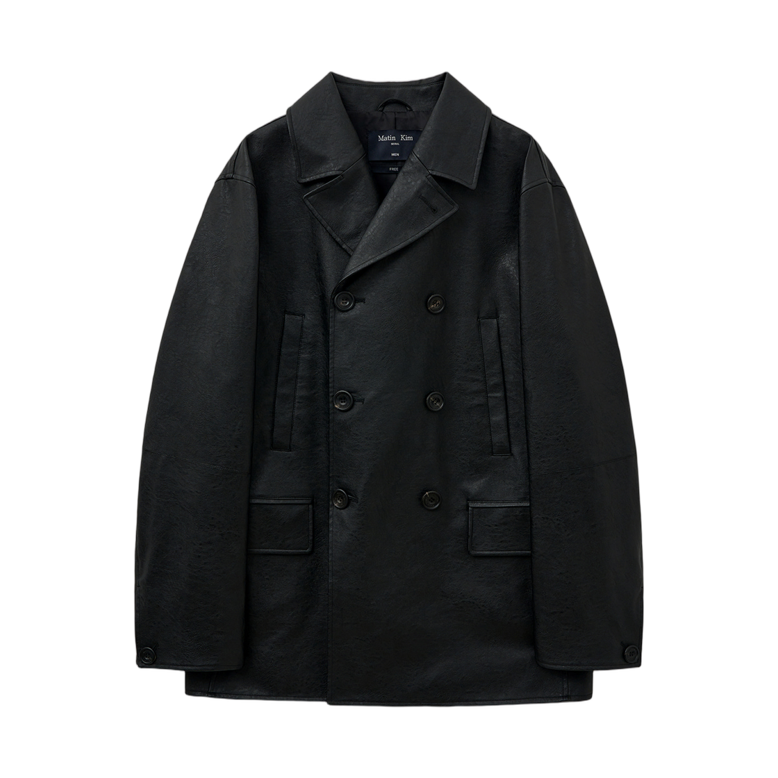 (W) 마뗑킴 포우 레더 더블 자켓 블랙((W) Matin Kim Faux Leather Double Jacket Black) - 1