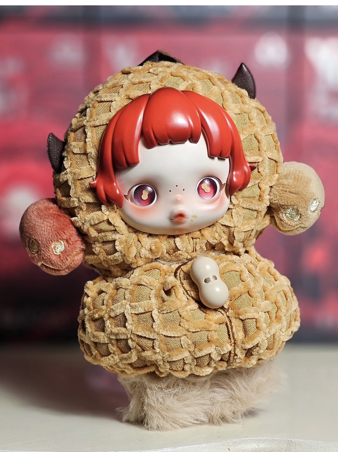 Pop Mart Skullpanda You Found Me ! Series Plush Doll Pendant Pranky Peanut (Opened Case) 착용 스타일