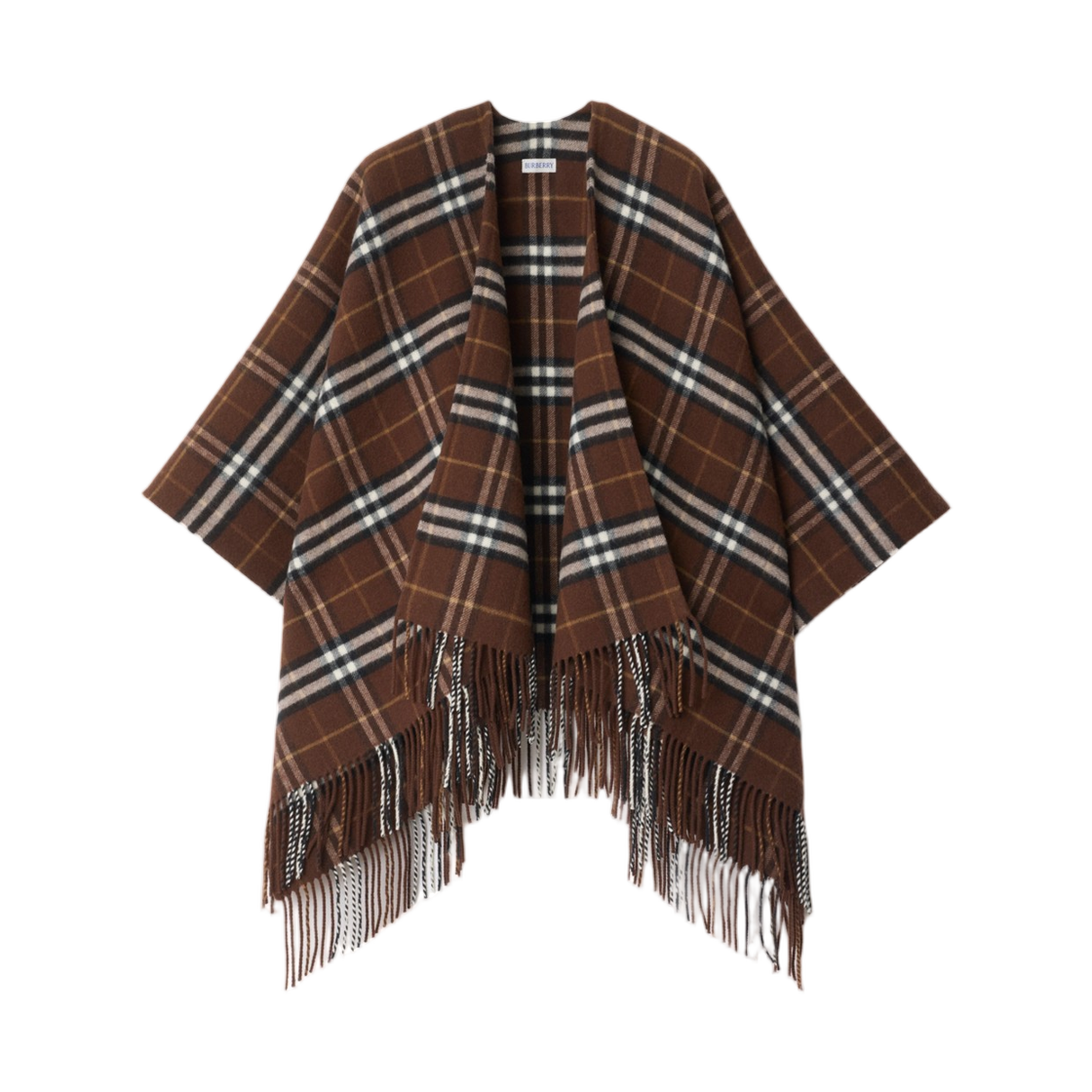 (W) 버버리 체크 울 캐시미어 케이프 트레클((W) Burberry Check Wool Cashmere Cape Treacle) - 1