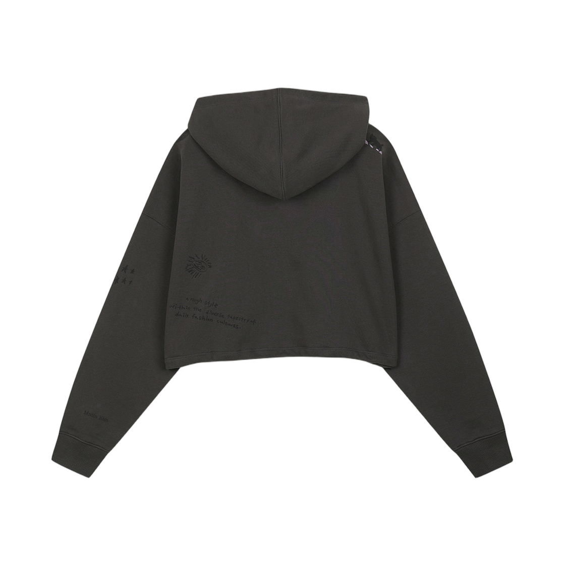 (W) 마뗑킴 그래피티 아트워크 크롭 후디 집업 차콜((W) Matin Kim Graffiti Artwork Crop Hoody Zip Up Charcoal) - 2